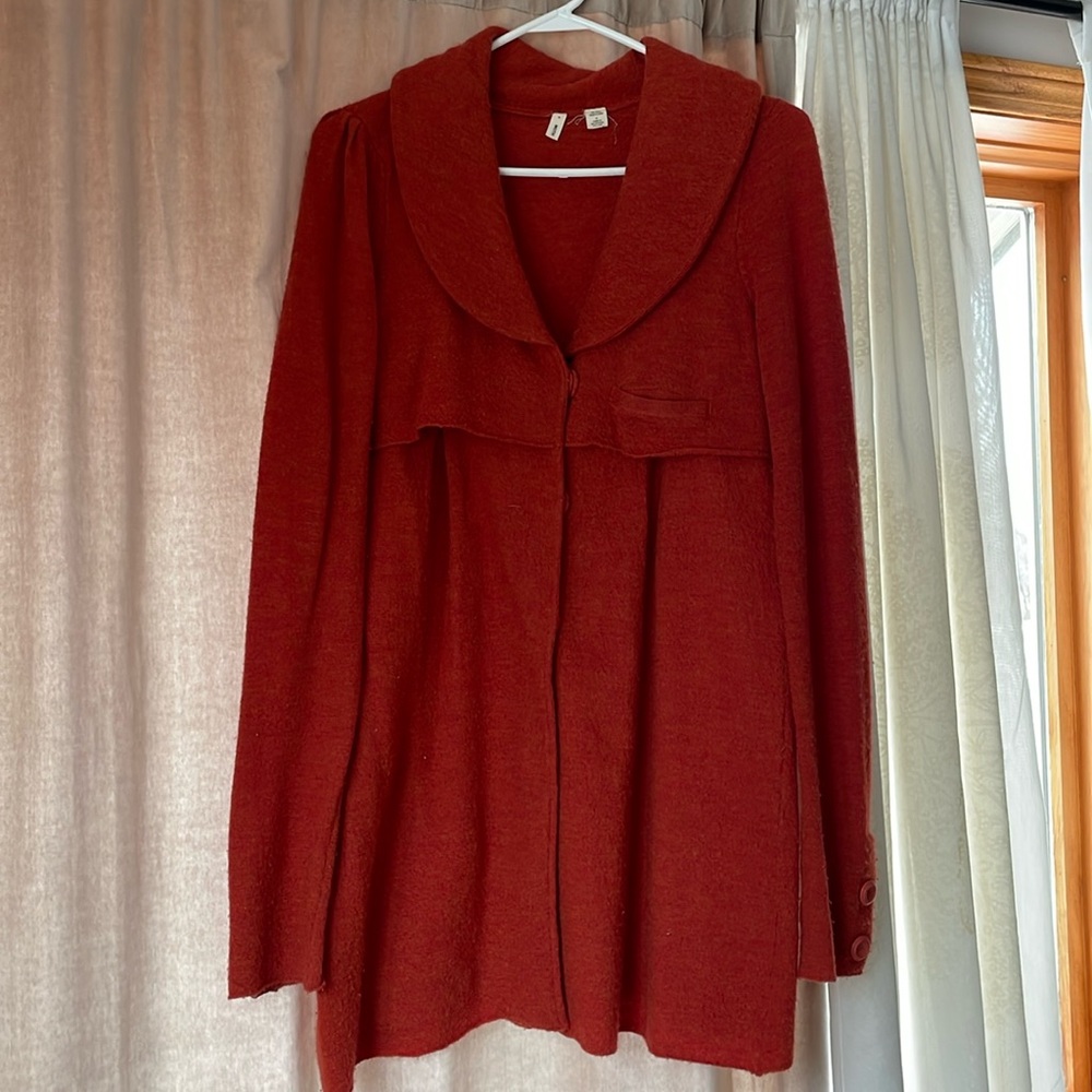 Moth Anthropologie burnt orange long cardigann sweater size smalll